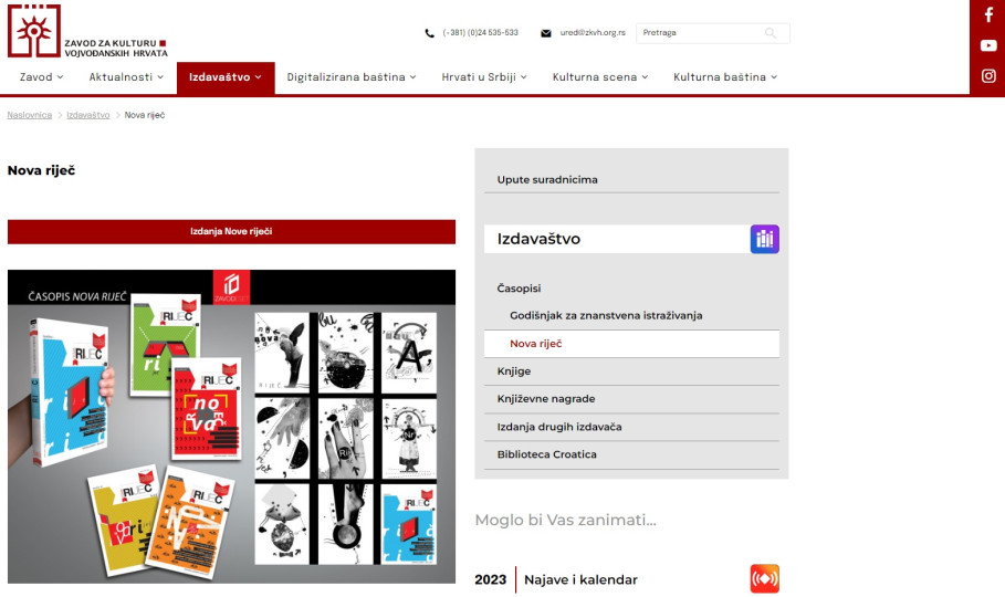 Izdanja časopisa Nova riječ dostupni na WEB stranici Zavoda u PDF-u